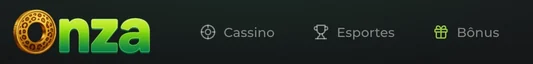 Logo da Onza e menu Cassino, Esportes e Bônus no alto do site